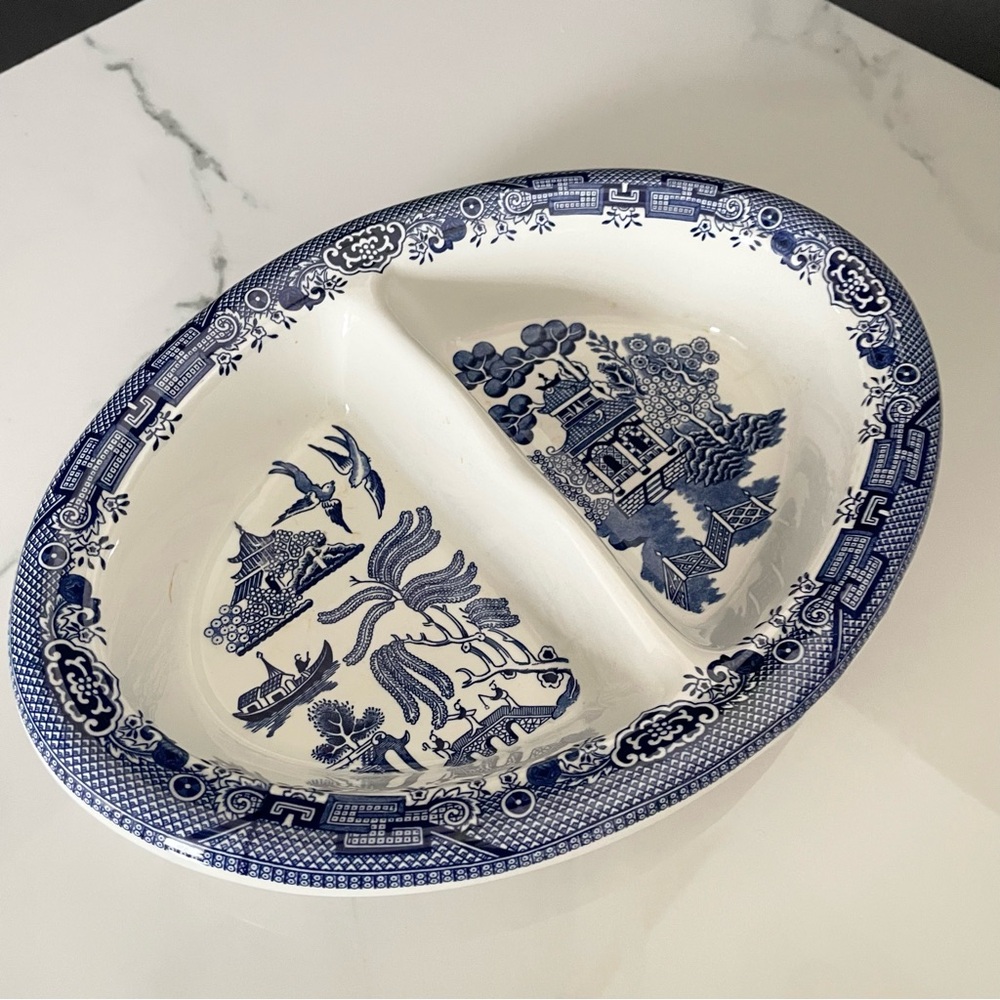 Divided Serving Dish - Blue Willow by Churchill